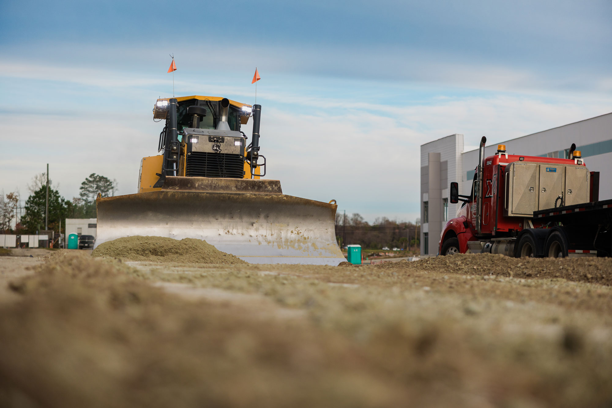 Construction machinery on project site