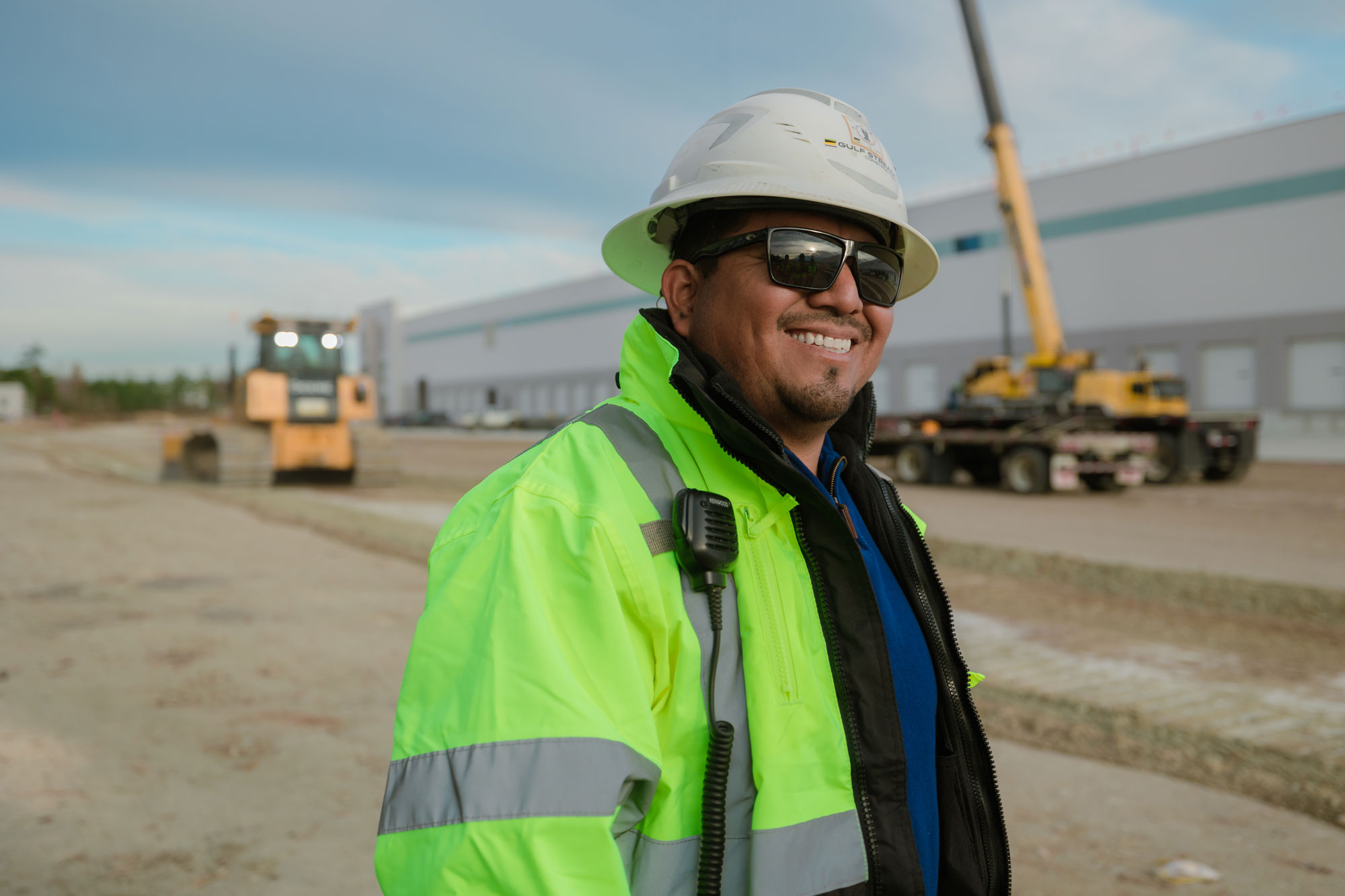 Construction worker smiling