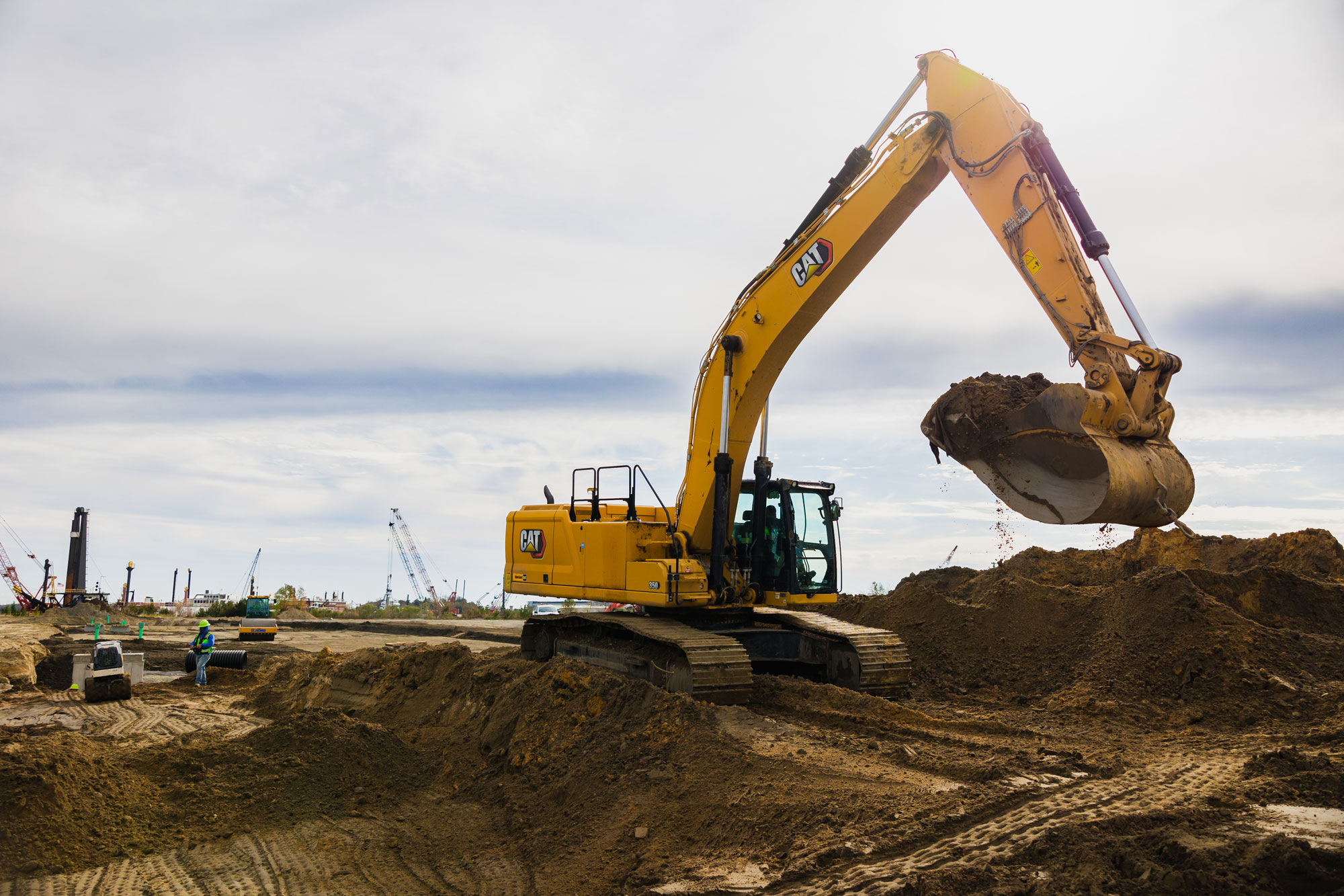 Construction machinery moving dirt