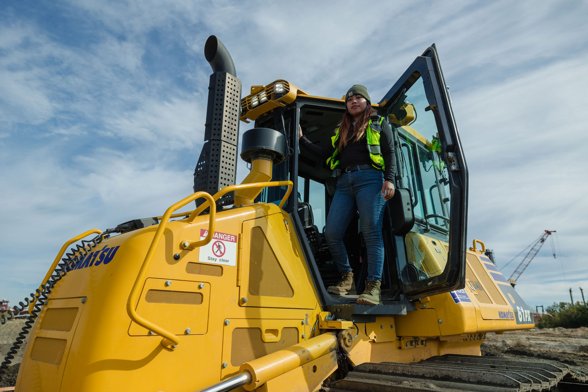 Construction worker with machinery