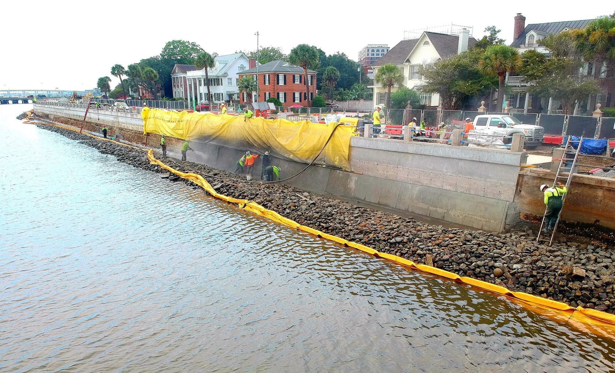 Low Battery Seawall Repair – aerial view